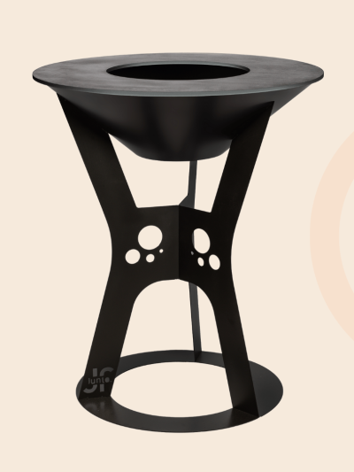 Brasero Monaco design noir avec triple piétement